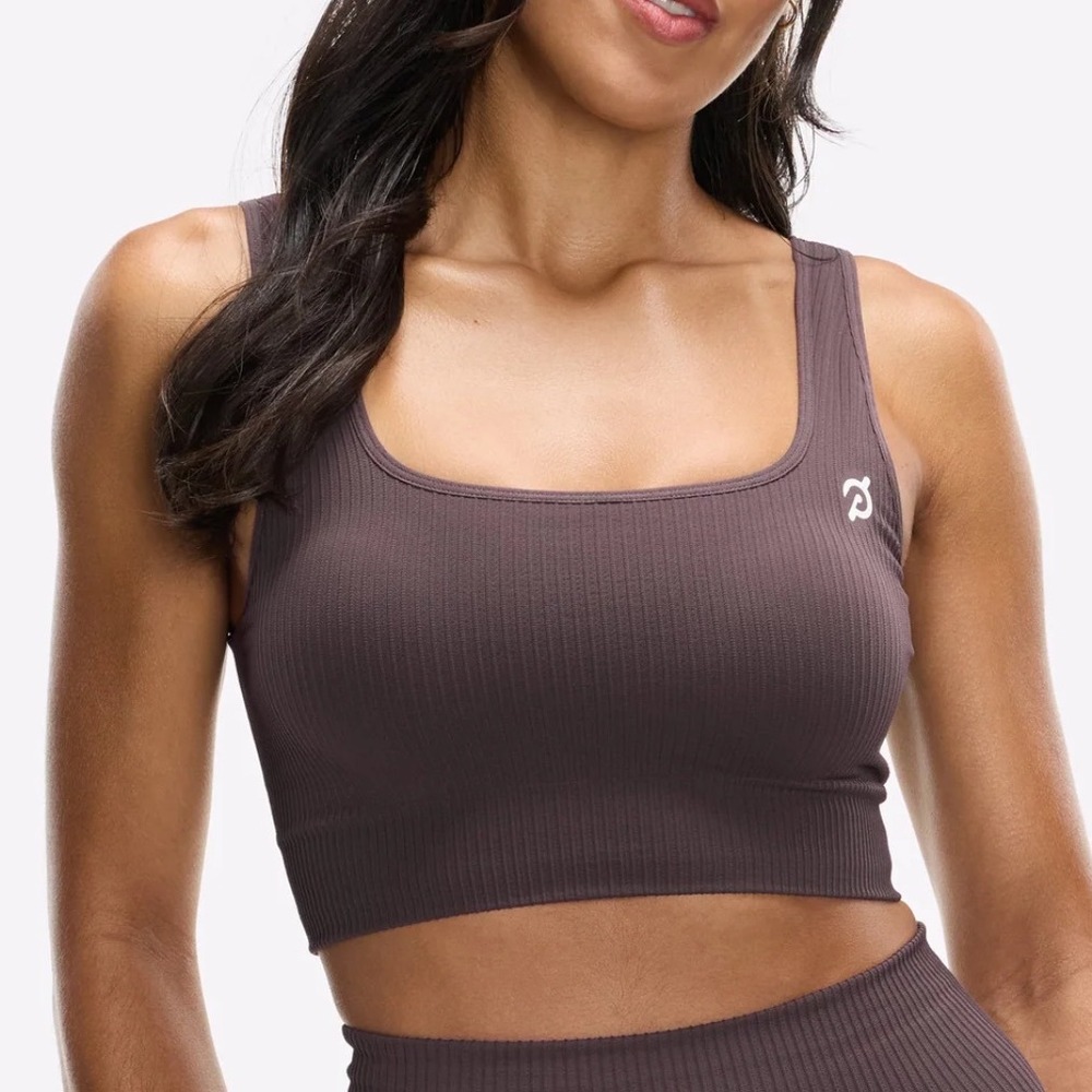 Peloton Ribbed Seamless Sports Bra Brown Tank Top‎ M/L New With Tags